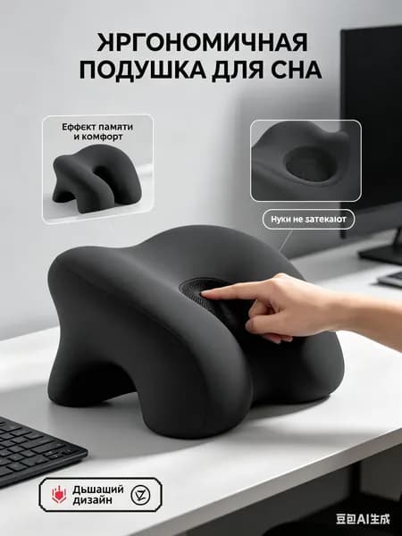 Подушка для сна в офисе эргономичная с эффектом памяти, дорожная подушка-подставка для головы и шеи - мягкий аксессуар для отдыха на столе в офисе или школе