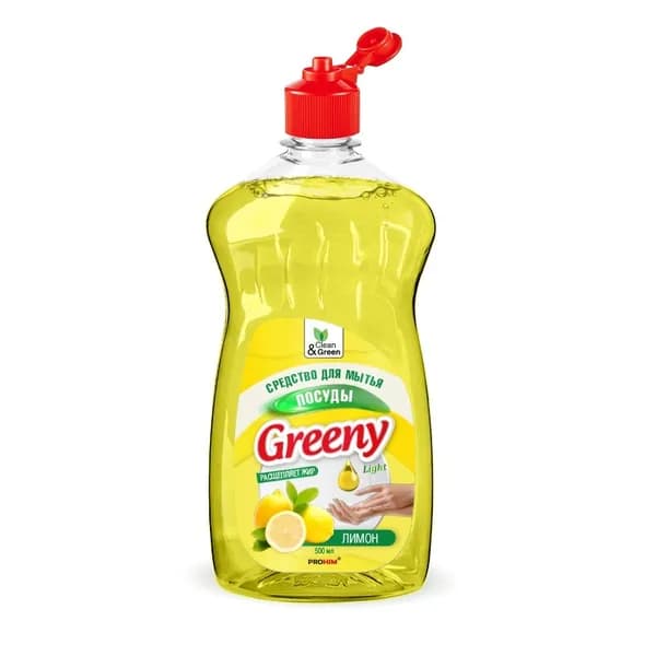 Средство для мытья посуды "Greeny" Light 500 мл. Clean&Green CG8069, 2 шт