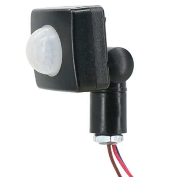 Инфракрасный датчик присутствия человека PIR 220V. "Мини" корпус, регулируемый / для LED-прожектора, чёрный