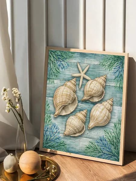Постер "ракушки в морском стиле", 40х30 см