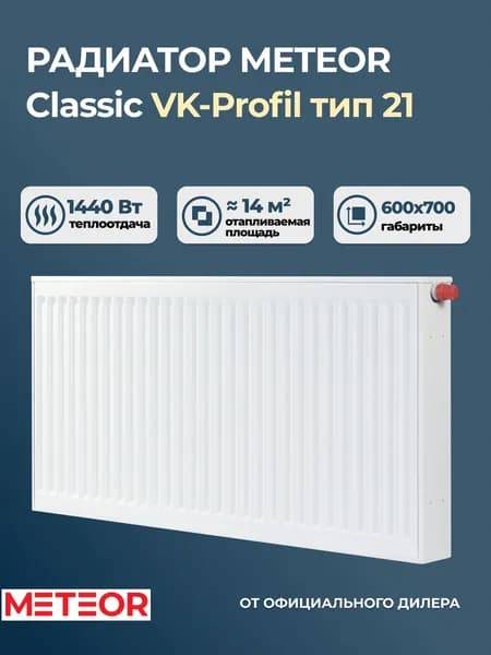 Стальной панельный радиатор Buderus (Meteor) Classic VK-Profil 21 600 700 ra (крепления отдельно). Товар уцененный