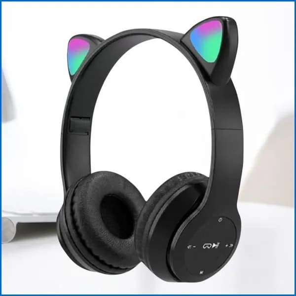 Bluetooth-наушники P47M с подсветкой ушей, чёрные, 8 ч