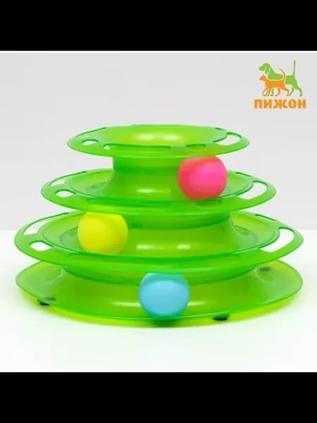 Игровой комплекс для кошек с шариками, зелёный