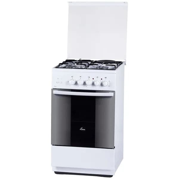 Flama RK 23-121 W Плита комбинированная белый, конфорок 3 газовых и 1 электрическая, духовка 50 л, 50 см x 85 см x 60 см