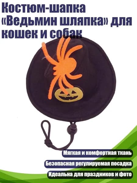 Костюм-шапка Ведьмин шляпка для кошек и собак