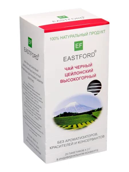 Чай EASTFORD черный байховый цейлонский высокогорный пакетированный в индивидуальных саше, 25 пакетиков