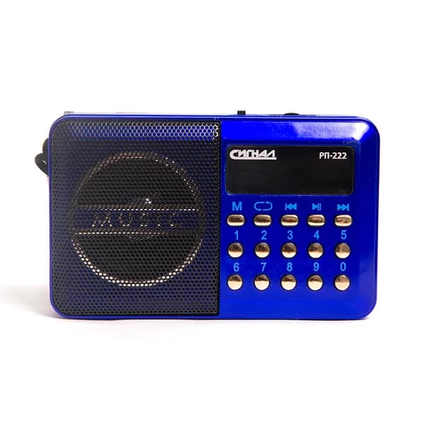 Радиоприемник Сигнал РП-222, FM 88-108МГц, цифровой, от аккумулятора 400mA/h, USB/microSD, дисплей, синий