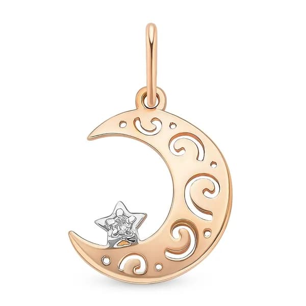 Подвеска на шею с фианитом из красного золота 375 пробы 585GOLD