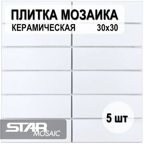 Плитка мозаика керамическая 47x147 Starmosaic White Matt (V-VW56000) 300х300x6 5шт./уп.