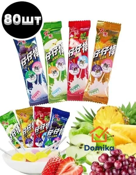 Эксклюзивные леденцы 80 штук фруктовые на палочке