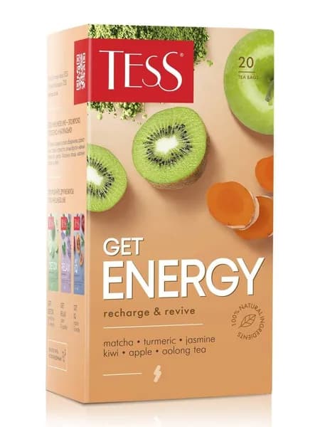Tess Чай зеленый Get Energy Оолонг с добавками, 20 пакетиков по 1,5 г