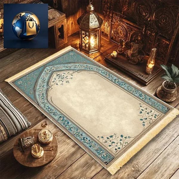 Коврик для намаза дорожный, двусторонний, бирюзовый, 80x120 см