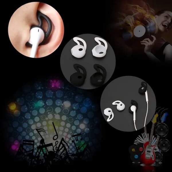 2 пары из 4-х, earpods Apple, силиконовый чехол для наушников с ушками, пара черно-белых