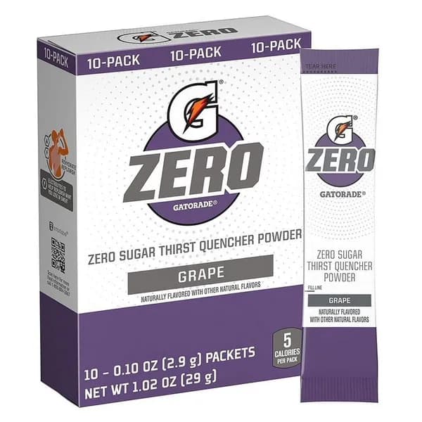 Изотонический стик Gatorade Third Quashed Powder Stick 10 упаковок с нулевым вкусом винограда