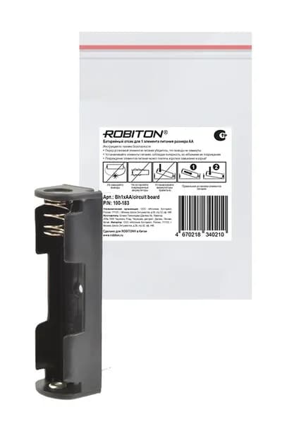 Батарейный отсек ROBITON Bh1xAA/circuit board с контактными выводами для монтажа на плату