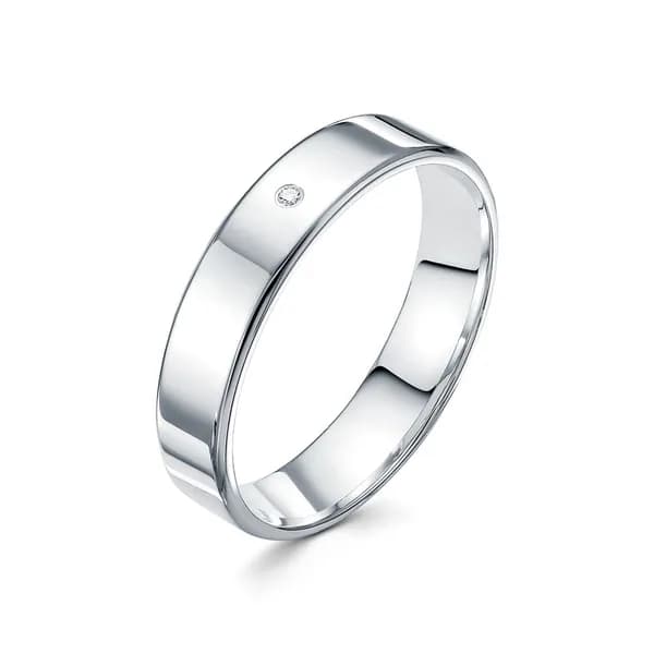 Серебряное обручальное кольцо с бриллиантом 925