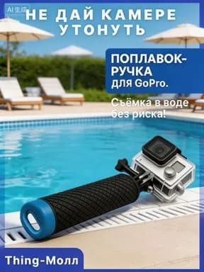 Поплавок для GoPro, нескользящая ручка 15 см, с отсеком и поворотным креплением монопод для экшн-камеры