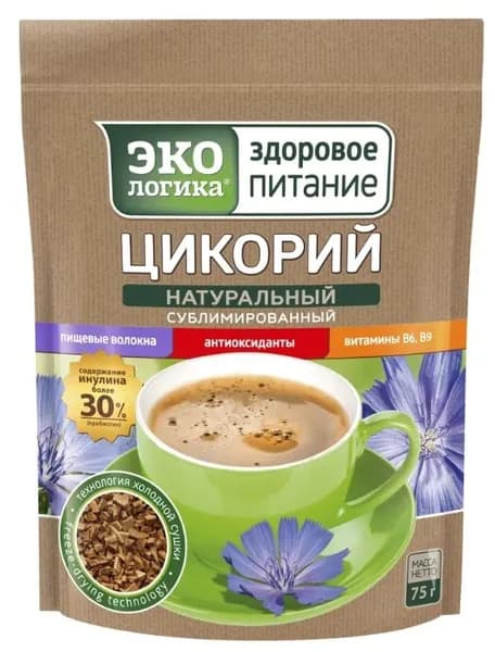 Экологика Цикорий растворимый Здоровое питание, 100% натуральный сублимированный классический, 75 гр