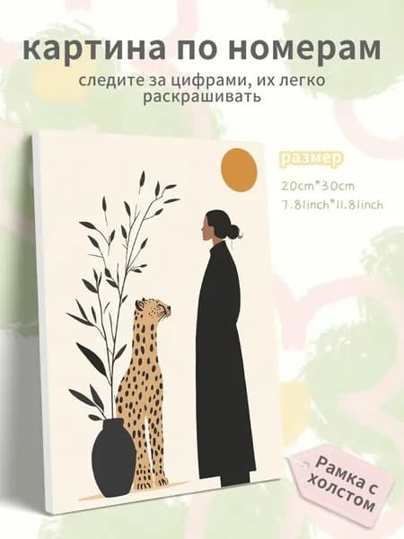 Картина по номерам на холсте с подрамником 20х30 "Простая девушка с тигром"