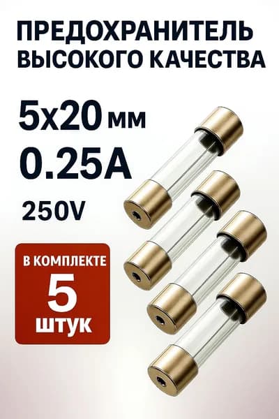 Предохранитель стеклянный с плавкой вставкой 5x20 0.25 A