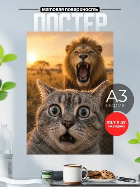 Постер на стену мемы Коты А3