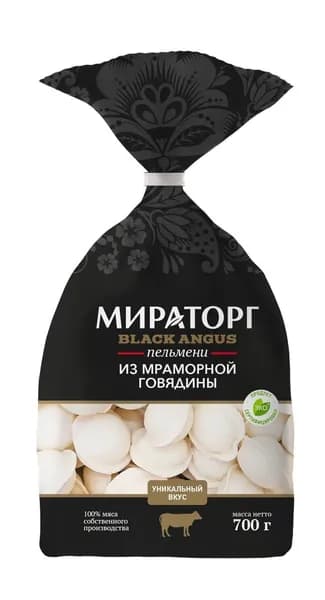 Пельмени из мраморной говядины Black Angus 700 г, Мираторг, замороженные