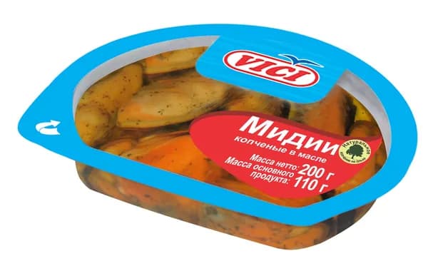 Мидии копчёные в масле 200 г, VICI
