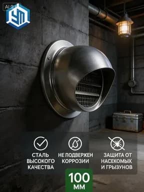 Вентиляционный клапан уличный стенной 100 мм