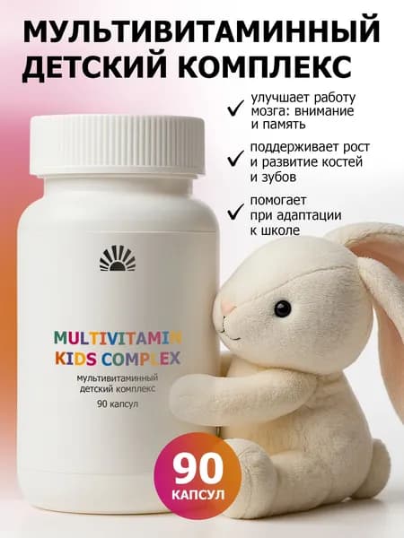 Биологически активная добавка в пище "МУЛЬТИВИТАМИННЫЙ ДЕТСКИЙ КОМПЛЕКС" ("MULTIVITAMIN KIDS COMPLEX") Purshat 90 капсул