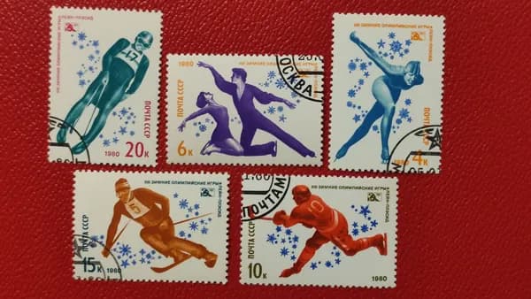 Марки СССР 1980. Серия спорт: XIII Олимпийские зимние игры в Лейк-Плэсид (США). (см. фото). Гашение. ДЕЛЮКС.