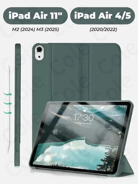 Чехол для iPad Air 11 M3 (2025), Air 11 M2 (2024), Air 5 (2022), Air 4 (2020), темно-зеленый
