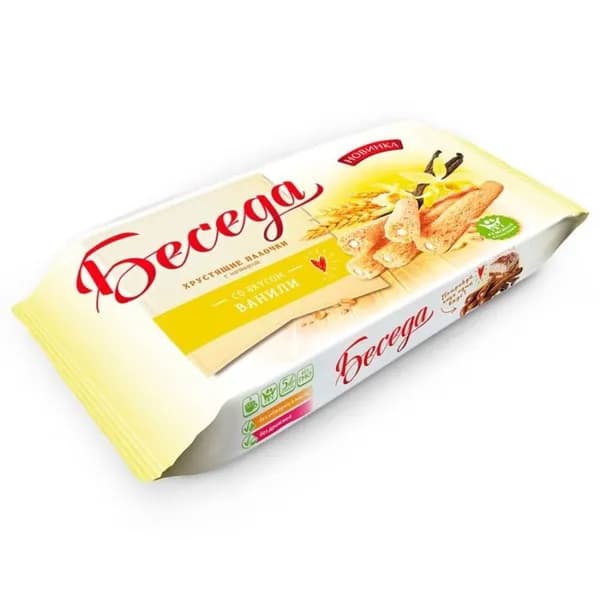 Беседа Хрустящие злаковые палочки с начинкой со вкусом ванили, 180 г