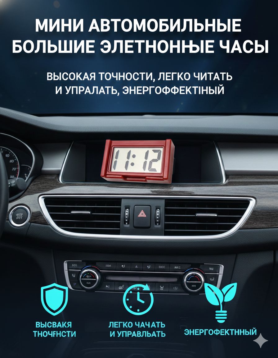 Мини-автомобильные электронные часы с цифровым дисплеем