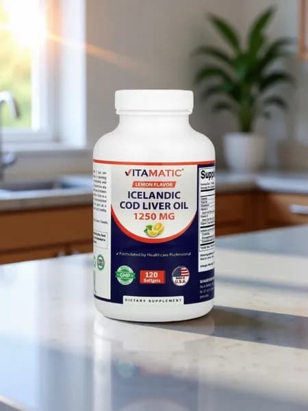 Vitamatic, жир печени исландской трески, лимон, 120 капсул