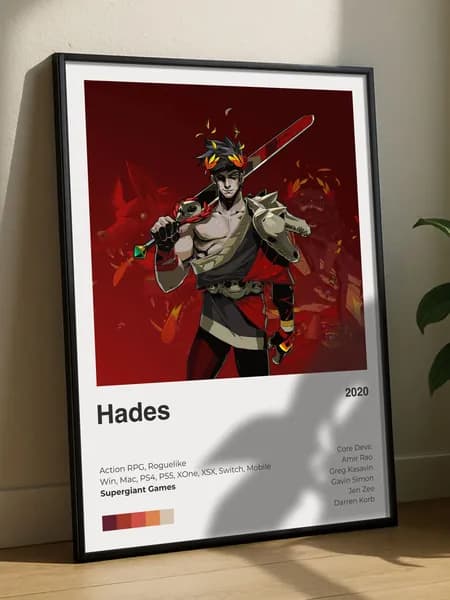 Постер плакат игра "Hades" А4, Supergiant Games, интерьерный, без рамы, плотная матовая фотобумага 21x30 см