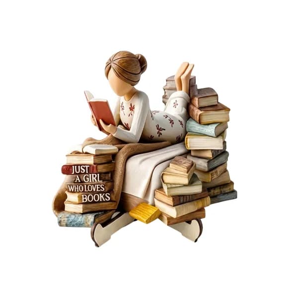 Деревянная фигурка девушки с книгой, 160 150 10 мм, с деревянной подставкой