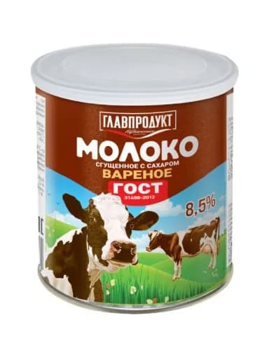 Главпродукт Молоко цельное сгущенное с сахаром, вареное, ГОСТ, 380 г