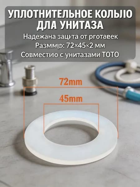 Уплотнительное кольцо для унитаза, сливного клапана, 72x45x2 мм, совместимое с TOTO