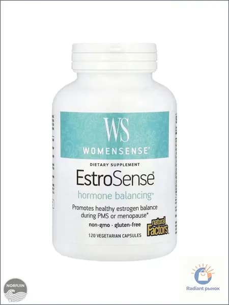 Natural Factors, WomenSense, EstroSense, гормональный баланс, 120 вегетарианских капсул.