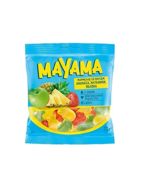 Mayama Мармелад со вкусом ананаса, клубники и яблока, 70 гр