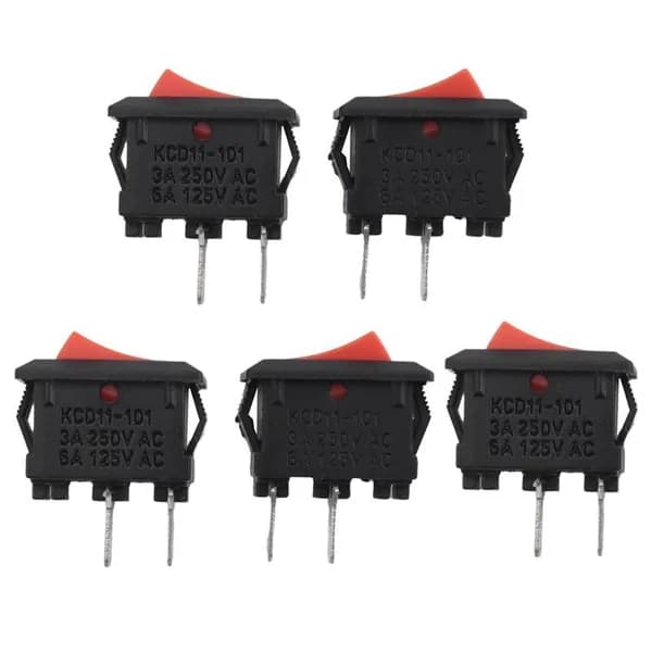 R55 шт. Вкл-выкл KCD11 2Pin 2P черный красный лодка автомобильный кулисный переключатель 3A 250 В 6A 125 кнопка переменного тока KCD1-11 10X15 KCD117