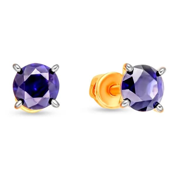 Серьги женские с сапфирами синтетическими из красного золота 375 пробы 585GOLD