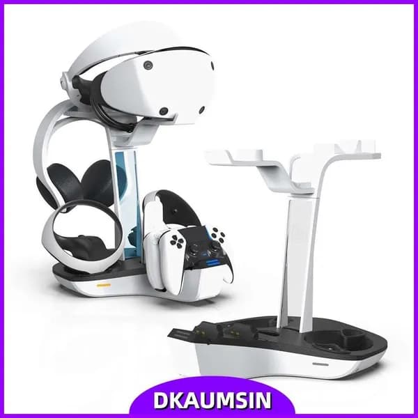 Зарядная станция для контроллеров PS5 и PS VR2 с подставкой для гарнитуры