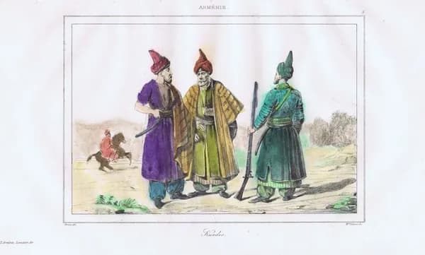 Армения. Курды. Антикварная гравюра (офорт, акварель). Франция, 1838 год