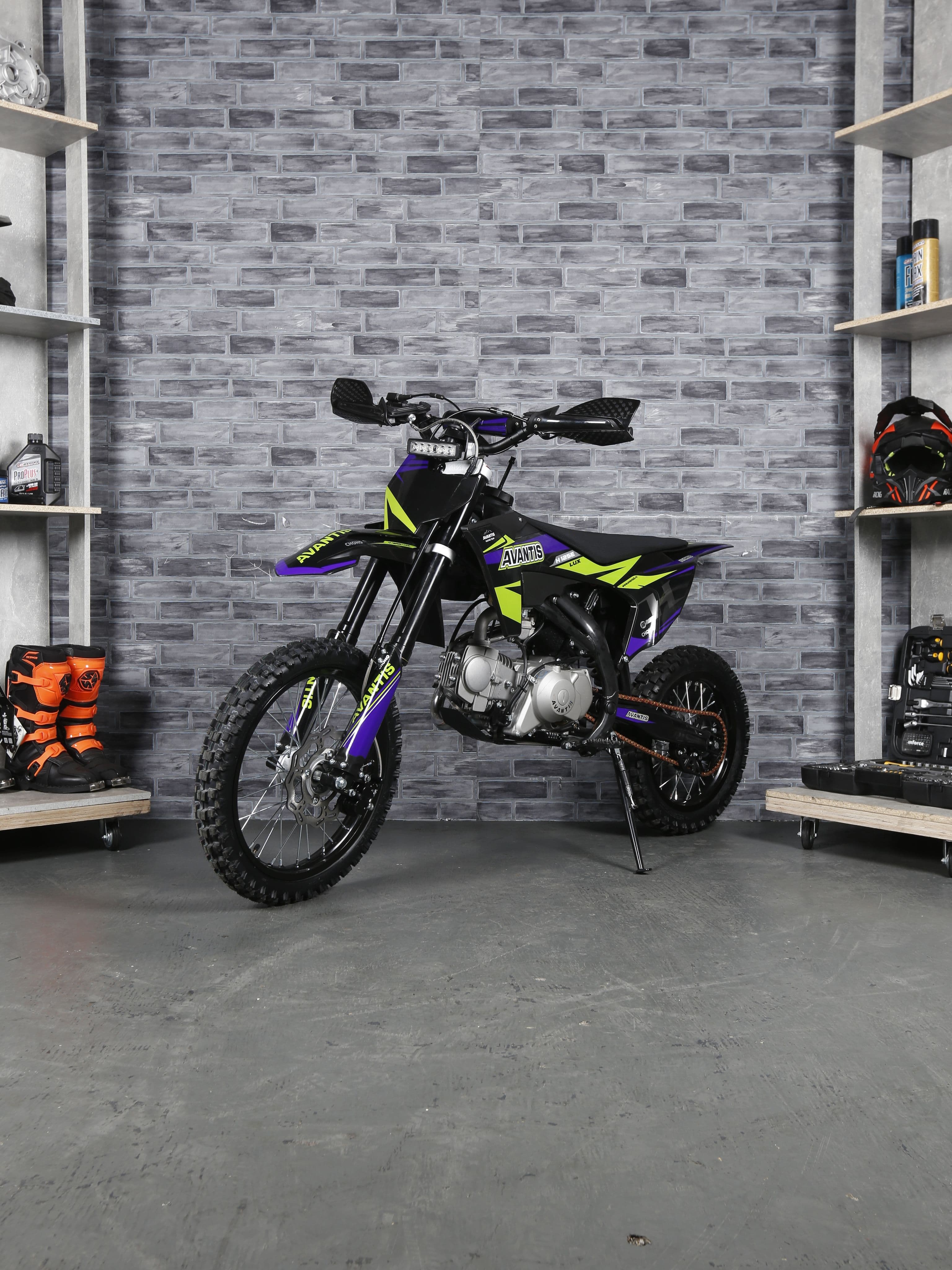 Питбайк Avantis H12-E Lux 17/14 125cc, зеленый/фиолетовый