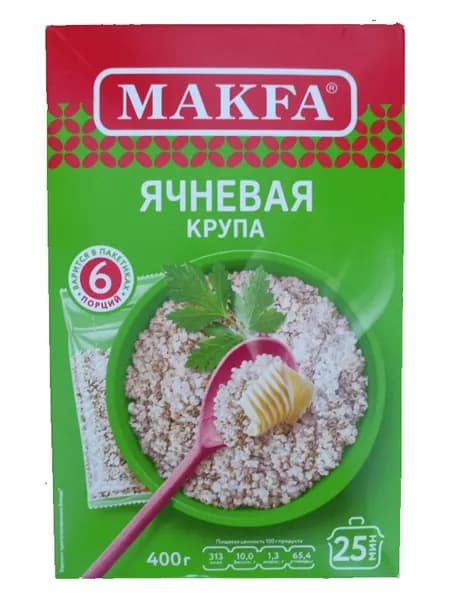 Makfa Ячменная ячневая крупа, 66 г х 6 пак/