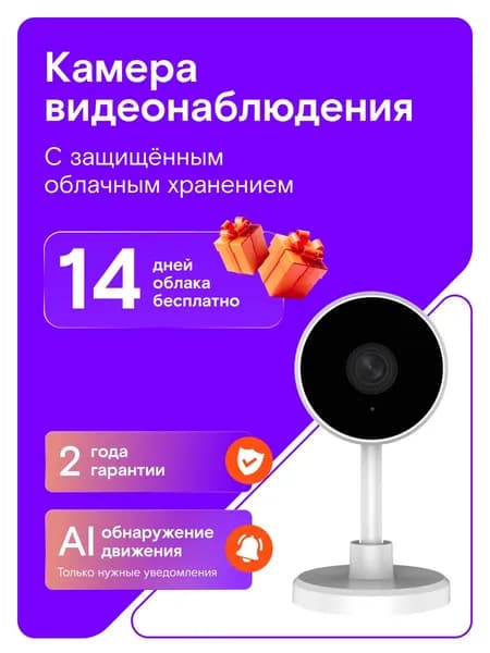 Камера видеонаблюдения wifi Ростелеком IPC-C22E-S2 v2 для дома, с ночной съемкой и обнаружением движения