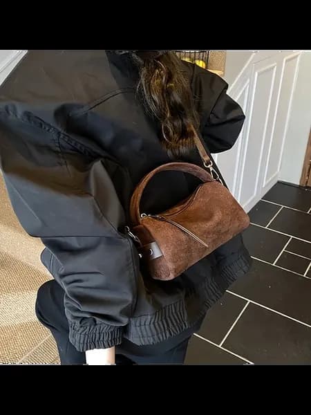 Замшевый мини клатч на плечо crossbody для женщин (Кофе)