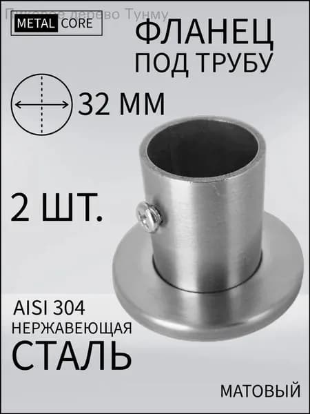Фланец под трубу из нержавеющей стали 32 мм с декоративной крышкой 2 шт. матовый (сатинированный))