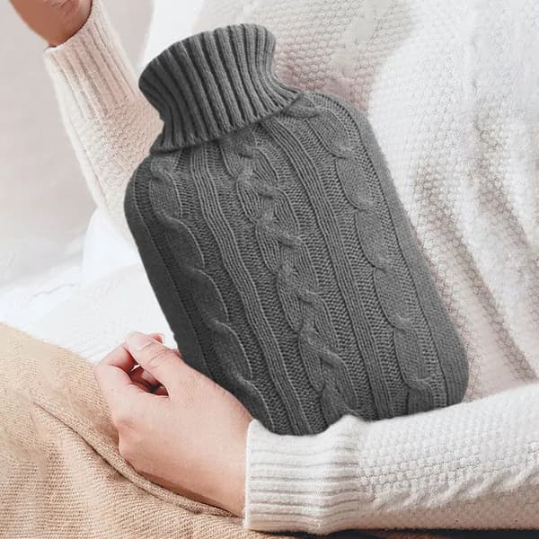 Горячая грелка из натурального каучука, 2 л, в чехле из искусственной шерсти